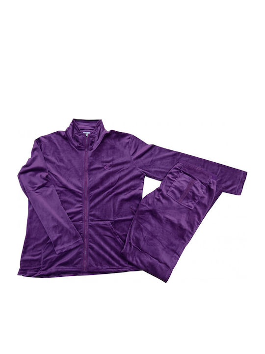Lydia Creations Winter Women's Pyjama Set Velvet Purple