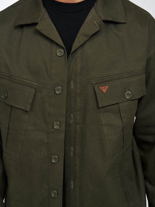 P/Coc Herrenhemd Overshirt Langärmelig Baumwolle Khaki