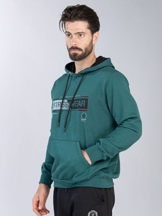 FK Sport Herren Sweatshirt Jacke mit Kapuze und Taschen Petrol Blau