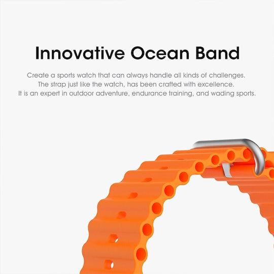 Microwear 9 ULTRA Pro Smartwatch με Παλμογράφο (Silver / Orange)