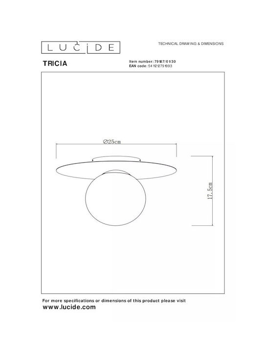 Lucide Lightning Metalică Plafonieră de tavan cu Dulie E27 25buc Negru