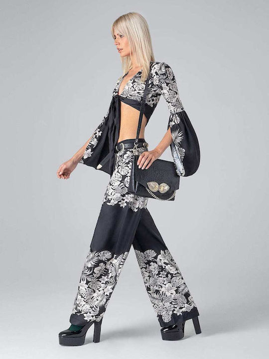 Damen Stoff Hose Schwarz