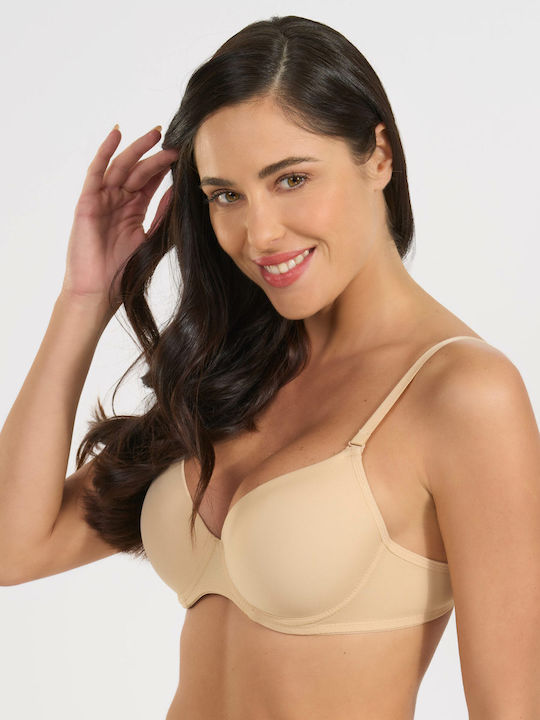 Spiman Balconette Balconette Bra with Light Padding Underwire Beige