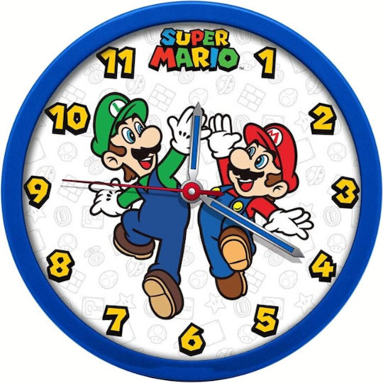 Kids Euroswan Ceas de Perete pentru Copii Super Mario Lemn 24.5x24.5cm