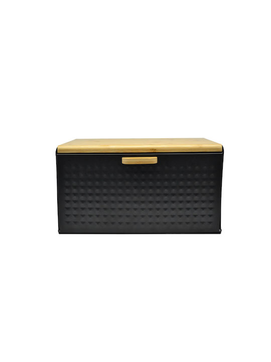 Ankor Metallic Bread Box with Lid Black 35.2x21.5x19.5cm