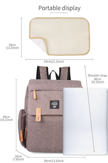 Lequeen Diaper Bag Gray 38x22x46cm.