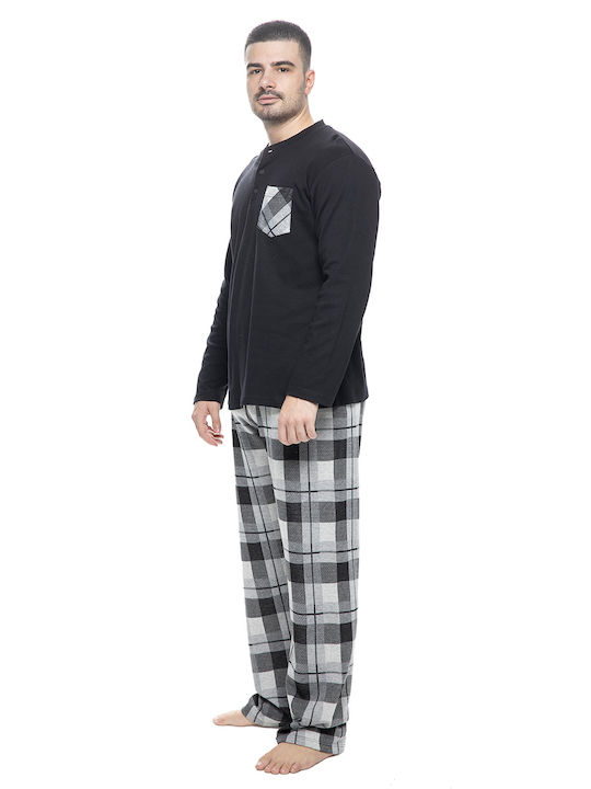 Zaboo Men's Winter Checked Pajamas Set Gray