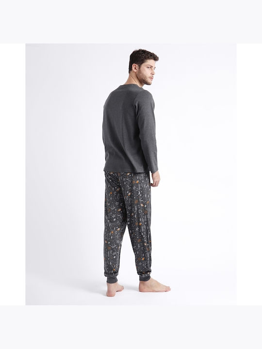 Admas Men's Winter Cotton Pajamas Set Gray