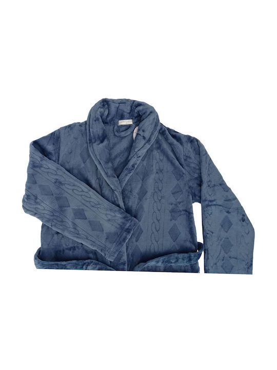 Lovelx Homewear Χειμερινή Ανδρική Ρόμπα Fleece Μπλε