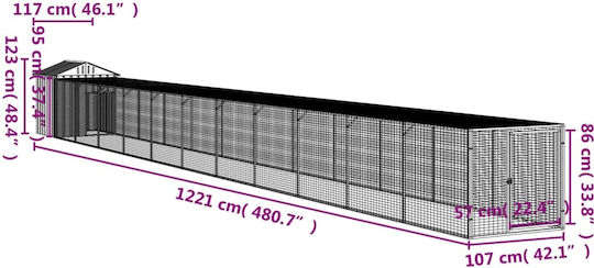 vidaXL 3189073 Galvanized Steel Cage for Birds 117x123x123cm