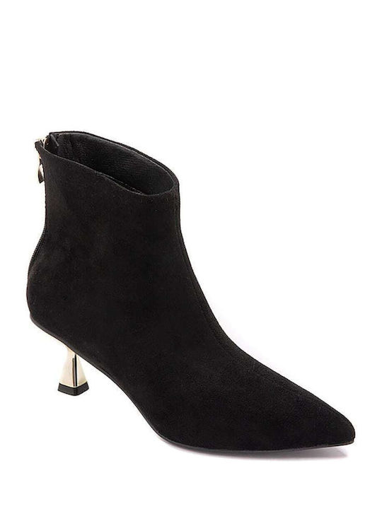 Keep Fred Women's Suede Medium Heel Ankle Boots Black