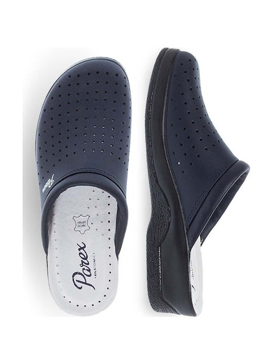 Parex Women's Leather Clogs Blue
