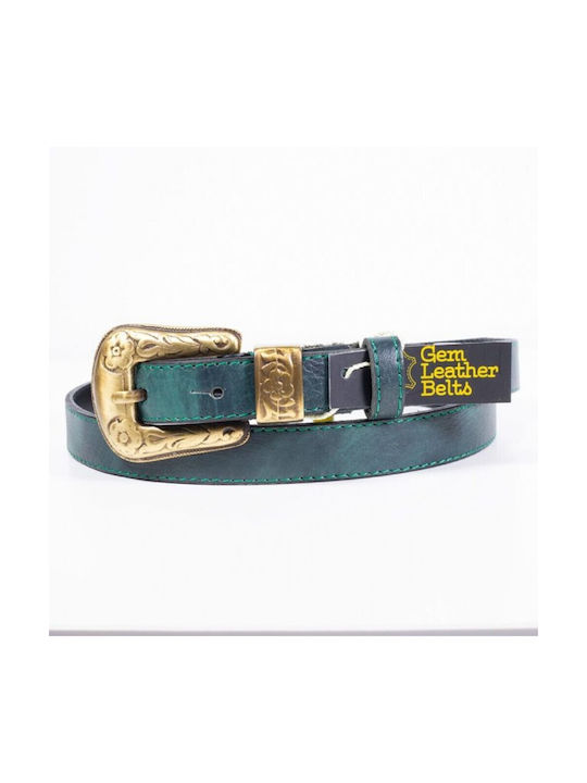 Gem Leathers Leather Women's Belt Green