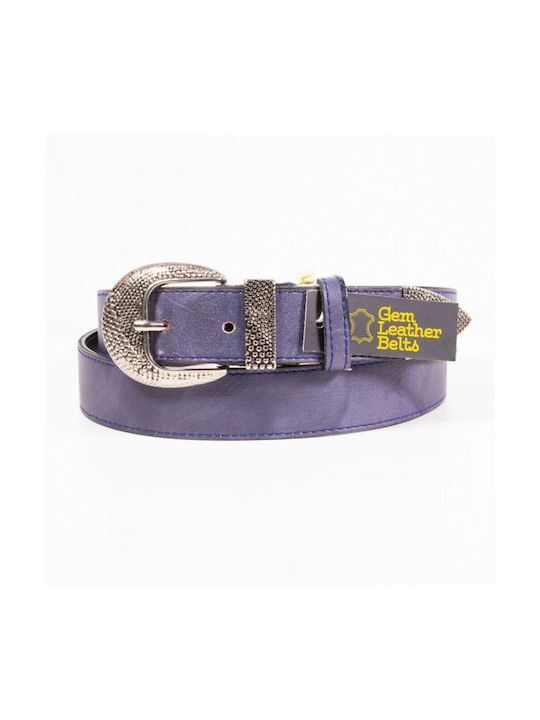 Gem Leathers Leather Women's Belt Blue