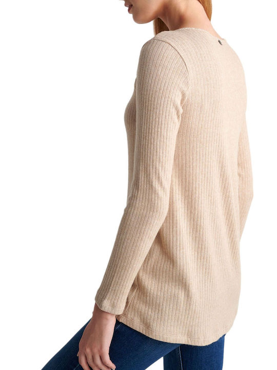 Attrattivo Damen Bluse Langärmelig Beige