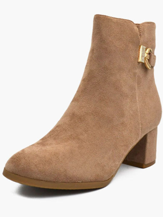 Joya Women's Suede Ankle Boots Beige