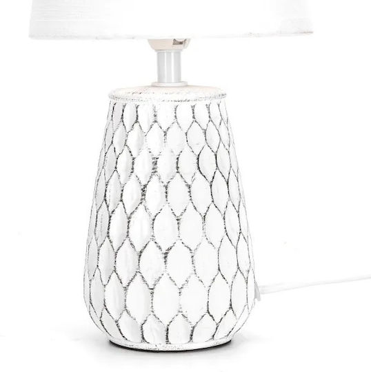 Aigostar Ceramic Table Lamp for Socket E14 with White Shade and Base