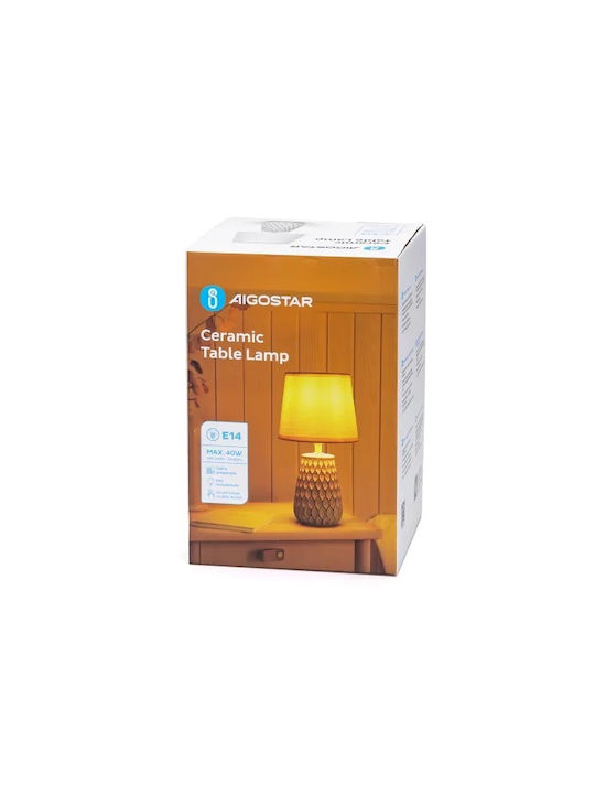 Aigostar Ceramic Table Lamp for Socket E14 with White Shade and Base