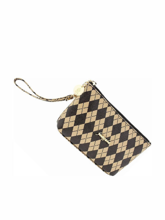 Groß Damen Geldbörse Klassisch Beige Squares