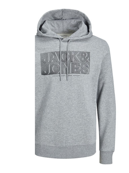 Jack & Jones Ανδρικό Φούτερ με Κουκούλα Γκρι