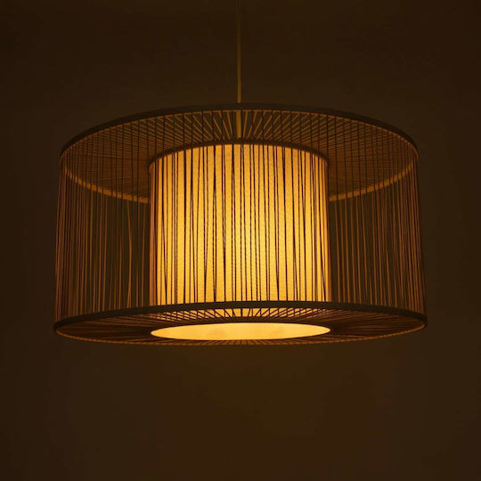 GloboStar Hibiscus Hanging Ceiling Light Beige Boho Grid with E27 Socket 80x38x38cm
