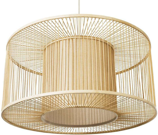 GloboStar Hibiscus Hanging Ceiling Light Beige Boho Grid with E27 Socket 80x38x38cm
