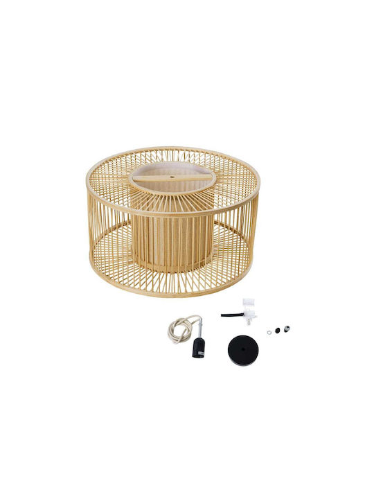 GloboStar Hibiscus Hanging Ceiling Light Beige Boho Grid with E27 Socket 40x20x20cm