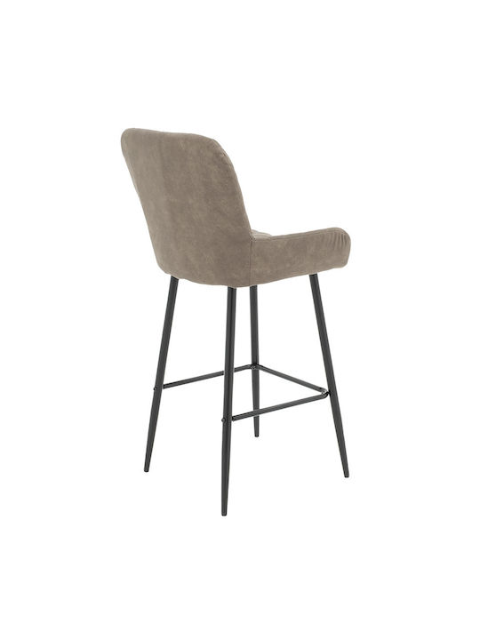 Stool Bar with Backrest Upholstered with Fabric Delicacy Brown 49x49x98cm