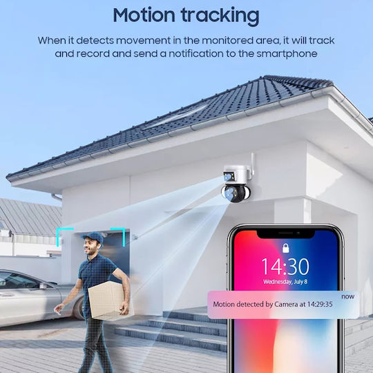 GloboStar 86076 IP Überwachungskamera Wi-Fi/4G Full HD 1080p Wasserdicht Batteriebetrieben