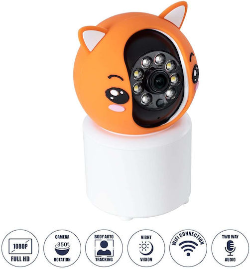 GloboStar 86081 IP Κάμερα Παρακολούθησης Wi-Fi Full HD 1080p Μπαταρίας Πορτοκαλί