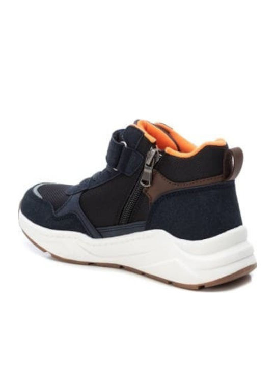Leather Kids Boots with Zipper Blue