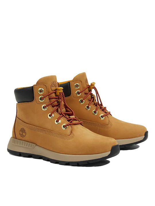 KILLINGTON TREKKER Leather Kids Boots with Laces Yellow