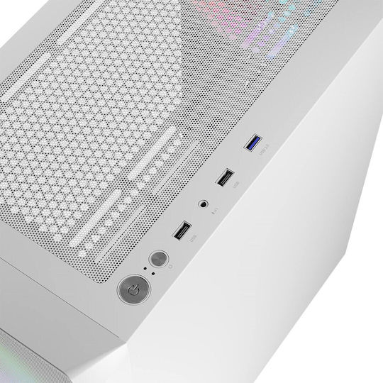 Logic Portos ARGB Gaming Midi-Turm Computergehäuse mit Seitenfenster Weiß