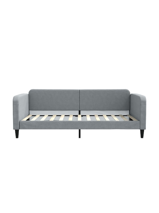 Sofa Bed Single Upholstered with Fabric Gray with Slats for Mattress 100x200cm