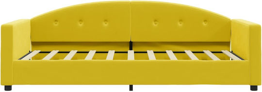 Sofa Bed Single Upholstered with Fabric Yellow with Slats for Mattress 80x200cm