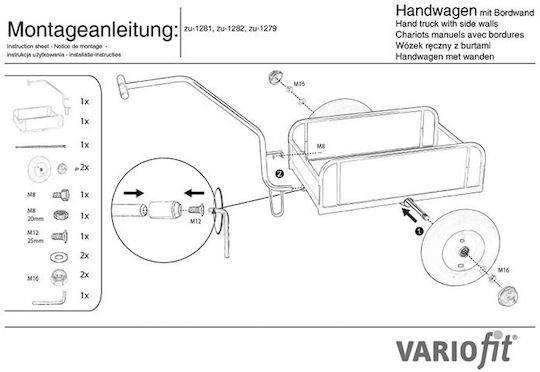 Variofit Transport-Wagen for Load Weight up to 400kg in Blau Color