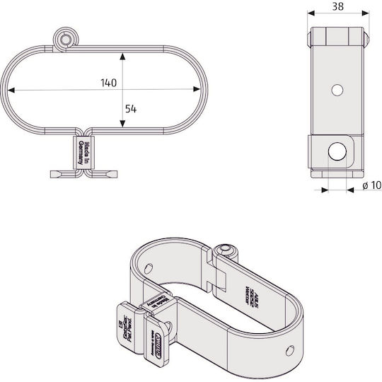 Abus Σύρτης Πόρτας Λουκέτου 140mm Γκρι
