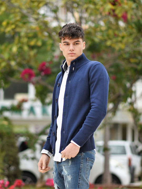 Herren Strickjacke mit Knöpfen Blau