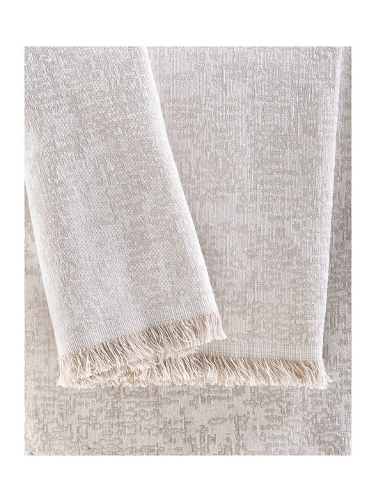 Rythmos Totem Sofa Throw 2 Seater 2 Sides Jacquard 180x240cm Ecru
