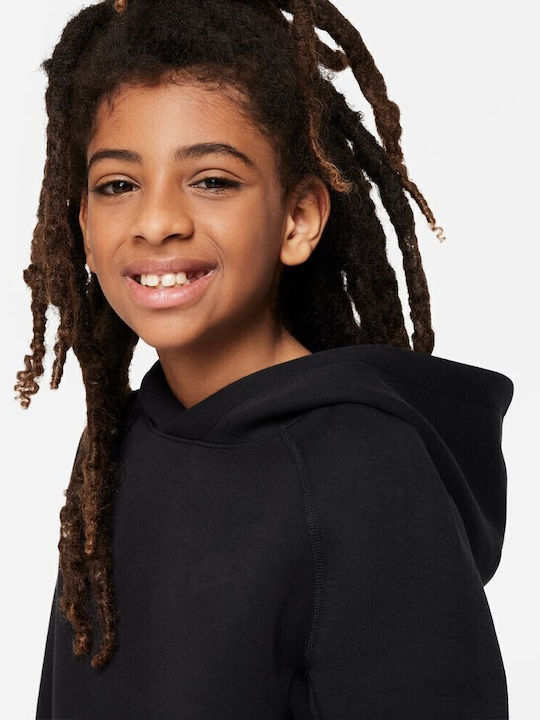 Fleece Kids Sweatshirt with Hood Black Sportswear