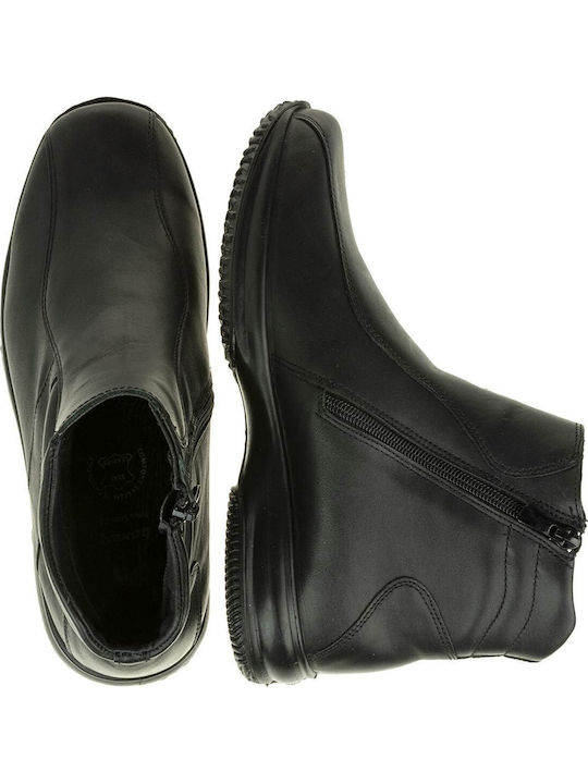 Leather Black Men's Boots with Zipper