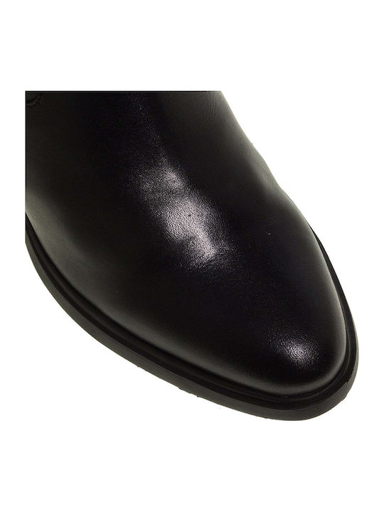 Leather Women's Ankle Boots with High Heel Black