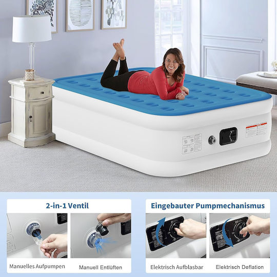 Jhunswen Inflatable Single Air Mattress with Integrated Electric Pump 191x99x48cm