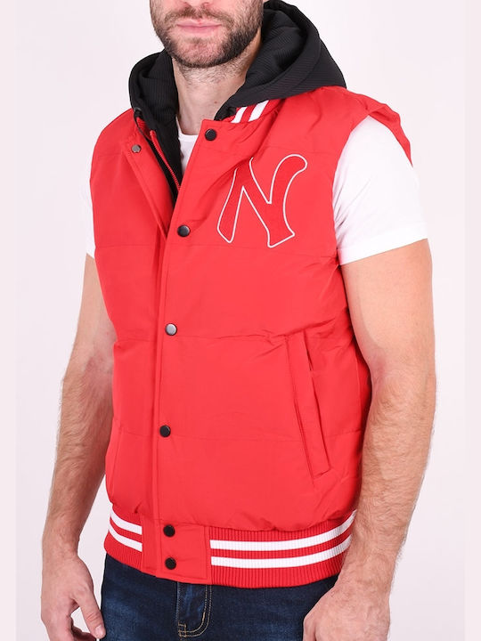 Dsplay Ärmellos Herren Jacke Lässig Rot