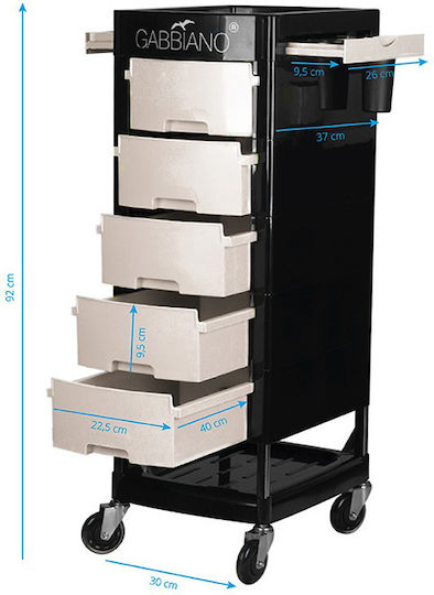 Gabbiano Hair Salon Maintenance Cart with 5 Drawers 30x37x92cm
