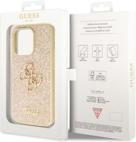 Guess Umschlag Rückseite Metallisch Gold (iPhone 15 Pro Max)