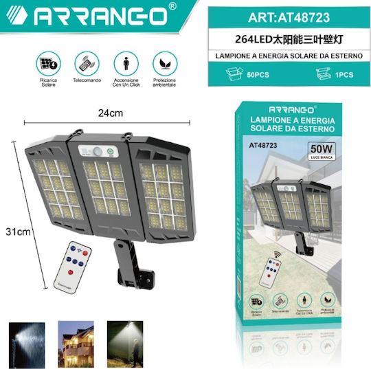 Arrango Ηλιακό Φωτιστικό Δρόμου 50W Ψυχρό Λευκό 6500K με Αισθητήρα Κίνησης και Τηλεχειριστήριο