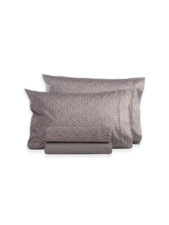 Nef-Nef Homeware Victory Super Double Cotton Satin Duvet Cover Set with Pillowcases 240x230 Grey