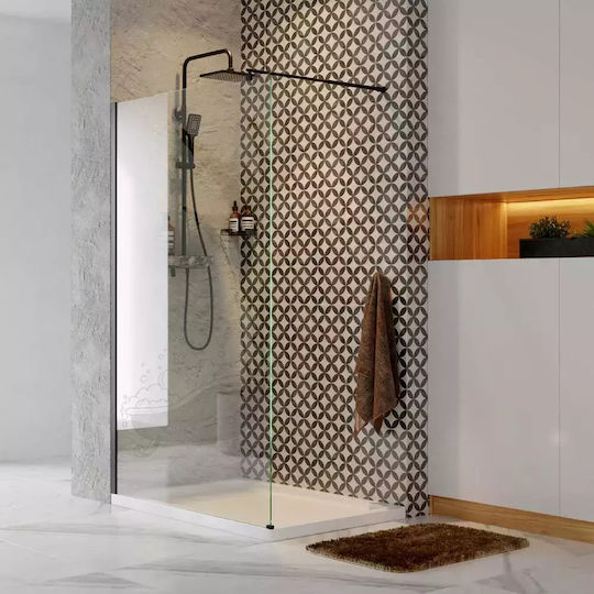 Tema Shower Screen for Shower 120x195cm Clear Glass Black