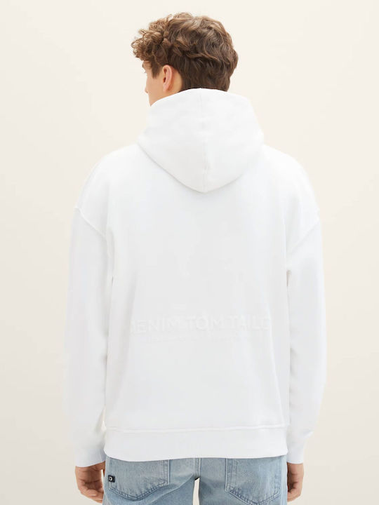 Tom Tailor Men's Sweatshirt with Hood and Pockets White